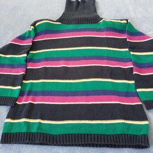 Women's stripe high neck sweater